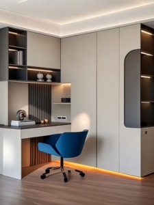 Armoire connectée haut de gamme sur mesure pour chambre à coucher, mobilier combiné intégré avec rangement, armoire et bureau - Product Image 3