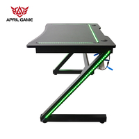 Table de joueur de PC de lumière de RVB de vente chaude d'usine avec le bureau à la mode de jeu en métal de support de gobelet