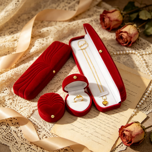 Vintage <b>Velvet</b> <b>Jewelry</b> Box Heart Ring & Long Necklace Storage Case Gift <b>Boxes</b> for Wedding Engagement <b>Jewelry</b> Packaging Display - Product Image 6