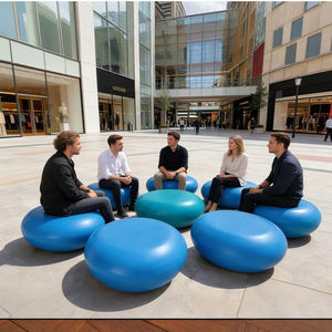 Banc de repos public durable en fibre de verre de forme galet moderne pour centres commerciaux et parcs - Product Image 2