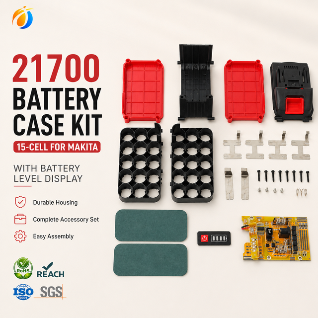 5S3P 21700 Battery Box Shell Kit with Capacity Indicator Screen Replacement Battery Housing Compatible with Makita 18V Tools