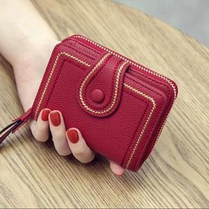 Promotion Multifunction Bifold Geometric Embroidery Waterproof Luxury Pu Leather Short Wallet Zipper Hasp Closure Custom Brand - Product Image 1