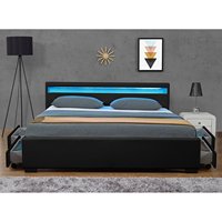 Ensemble design moderne pour chambre à coucher lit double à DEL/lit king size avec tiroirs de rangement Lits rembourrés