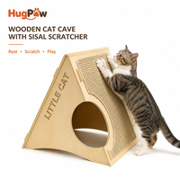 Cave à chat triangulaire en bois avec griffoir en sisal, maison semi-fermée pour chat, lit intégré pour les foyers multi-chats