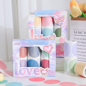 Cinta de papel Waso de colores románticos, 6 rollos, pegatina adhesiva acrílica impermeable, película de corte de puntos de libro mayor de mano con uso de enmascaramiento - Product Image 2