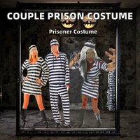 Costume de couple pour Halloween, uniforme de prisonnier de Guantanamo pour homme et femme, rayures noires et blanches, costumes pour adultes, inspirés de films et de séries télévisées