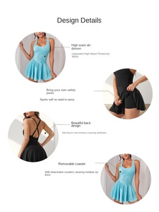 Nuovo Abito Sportivo da Tennis da Donna 2025, Vestito Lungo Monopezzo Elasticizzato di Alta Qualità, Senza Maniche, con Logo Frontale, Traspirante, Tinta Unita - Product Image 3