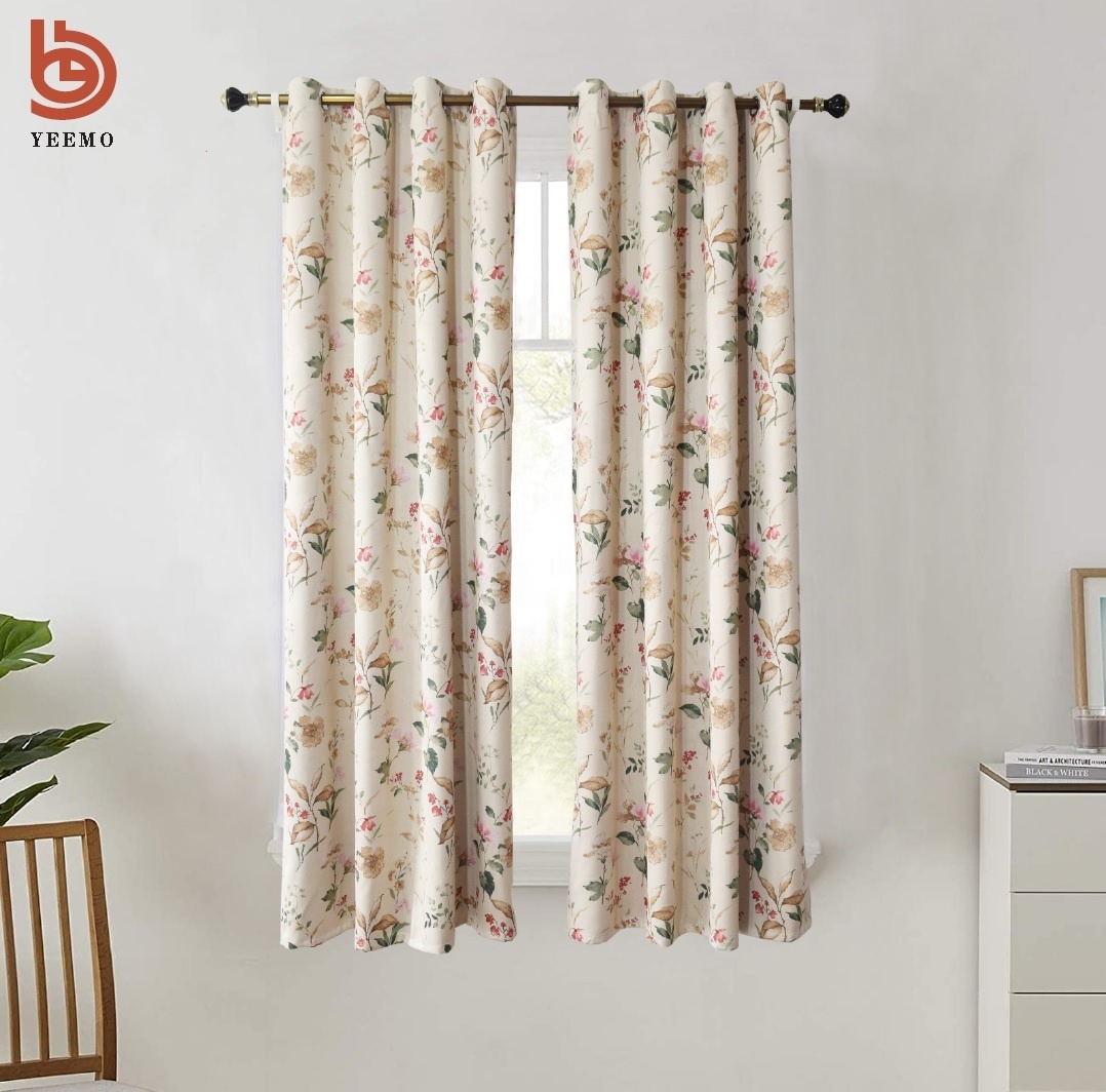 100% полиэстер затемненные, в наличии, хит продаж, оптовая продажа и розница цифровая с цветочным принтом втулка окно, занавески для гостиной, полотно, шторы