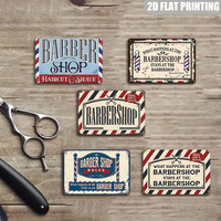 Letrero Metálico Vintage para Barbería, Diseño de Poste Rojo, Blanco y Azul, Decoración de Pared para Salón y Barbería