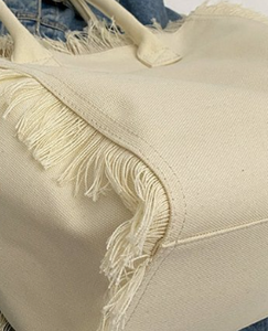 Nouveau sac à main en toile à franges à grande capacité d'été, couleur unie, décontracté, tendance, sac à bandoulière double pour femmes - Product Image 2