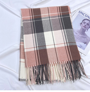 Autumn and Winter High-end Women's Plaid Tassel <b>Shawl</b> Thickened Warm Scarf - Product Image 3