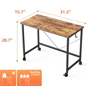 Movable <b>computer</b> <b>desk</b> with casters, suitable for home and small apartments, stylish modern minimalist writing <b>desk</b> - Product Image 1