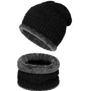 Conjunto de dos piezas de gorro y bufanda de punto acrílico liso 2026, forrado de vellón, cálido para otoño e invierno, personalizado para montar a caballo - Product Image 3
