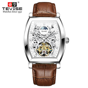 Montre de marque tendance pour homme, style business décontracté - Bracelet en cuir - Montre mécanique entièrement automatique - Product Image 3