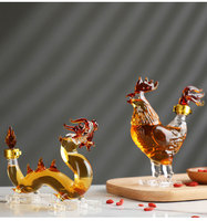 Décanteur à vin et à whisky artisanal en verre pour une bouteille unique, motif animal du zodiaque chinois, vente en gros