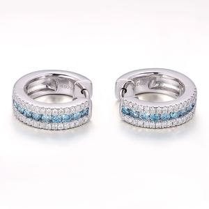 Boucles d'oreilles en or blanc massif 18K 14K 10K, pierres précieuses de couleur bleue cultivées en laboratoire, certifiées GRC, bijoux pour femmes - Product Image 2