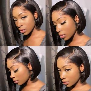 8 Inch <b>Bob</b> <b>Wig</b> 13x4 Transparent Lace Front Glueless Short Natural Black Human Hair <b>Wig</b> for Women - Product Image 3