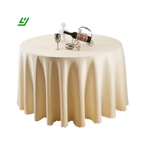 웨딩 파티 연회 이벤트를위한 고급 일반 흰색 120 " / 132" 인치 폴리에스터 식탁보 원형 테이블 천