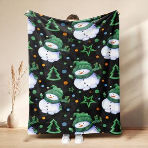 Manta de Franela con Diseño de Muñeco de Nieve, Manta para Siesta, Súper Suave, Lavable a Máquina, para Cama, Sofá, con Estampado Personalizado - Product Image 1