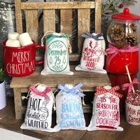Petit sac à cordon en toile de jute de Noël personnalisé Sacs de père Noël en toile de tissu imprimé
