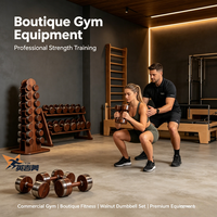 Ensemble d'haltères modernes en bois de noyer, poids libres de qualité supérieure pour l'entraînement de force, avec support vertical en bois pour salle de sport commerciale