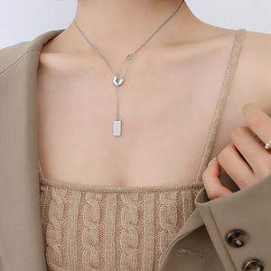<span class=keywords><strong>Collier</strong></span> chaîne en papier clip en or véritable 18 carats tendance 2022 pour femmes avec pendentif carré porte-bonheur, <span class=keywords><strong>collier</strong></span> épingle de sûreté - Product Image 2