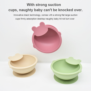 Juego de Platos de Silicona de Grado Alimenticio Libres de BPA, Plato de Alimentación de Dibujos Animados Reutilizable Antideslizante con Succión para Niños - Product Image 3