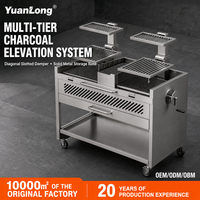 Barbecue mobile sur chariot en acier inoxydable style Santa Maria avec hauteur réglable
