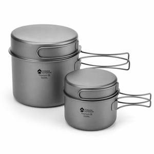 Pentola in Titanio <1L con Coperchio, Sistema di Cottura Moderno per Esterni, <span class=keywords><strong>Set</strong></span> da Campeggio Impilabile e Leggero - Product Image 2