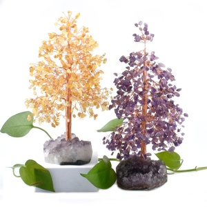 Cristaux naturels Pierres de guérison Arbre à souhaits Cristaux d'énergie Arbres d'<span class=keywords><strong>argent</strong></span> Arbre de cristal porte-bonheur pour décoration de Noël - Product Image 5