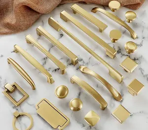Hot sale gold brushed brass cabinet pulls handles furniture pull drawer knob