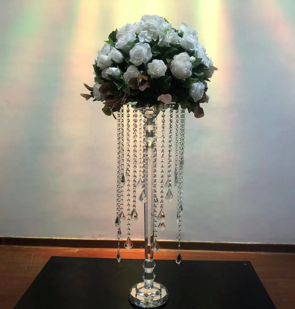 ดอกไม้งานแต่งงานที่สวยงามยืน Centerpieces เสาคริสตัลแท่นสำหรับตกแต่งงานแต่งงาน