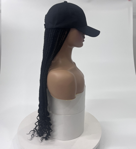 Perruque casquette de baseball Big Hit 32 pouces avec <span class=keywords><strong>tresses</strong></span> <span class=keywords><strong>afro</strong></span> bouclées aux extrémités, extension de cheveux en fibre mate résistante à la chaleur de qualité supérieure pour usage quotidien - Product Image 3