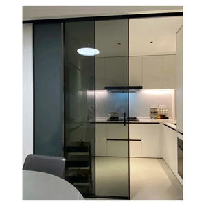 <span class=keywords><strong>Porte</strong></span> <span class=keywords><strong>coulissante</strong></span> intérieure en aluminium à cadre fin, sans rail, <span class=keywords><strong>anti</strong></span>-pincement, auto-nettoyante, en verre trempé pour maisons - Product Image 2