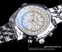 Herren Edelstahl Automatik-Mechanikuhr Wasserdicht Chronograph Leuchtende Zeiger Charm-Stil