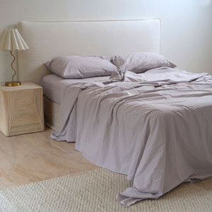 <strong>Japanese</strong> Style 100% Washed Cotton 4-Piece Bedding Set, Solid Color &amp; Minimalist, Ins Style, Skin-Friendly - Product Image 2