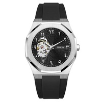 Montre-bracelet automatique de luxe pour homme, avec chiffres arabes bleus, en silicone, pour marque privée, best-seller OEM