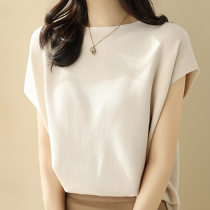 Morbida maglietta estiva femminile a maniche corte alla moda quotidiana per l'ufficio Look Slim Fit e Design ampio - Product Image 1