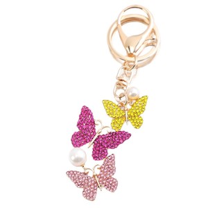 Porte-clés papillon en métal avec strass colorés, porte-clés papillon en cristal, porte-clés créatif incrusté de diamants - Product Image 1