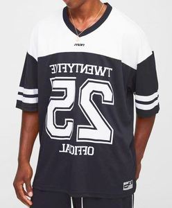 ชุดเสื้อเจอร์ซีย์ฮอกกี้ตาข่ายพิมพ์ลายสีดำขนาดใหญ่พิเศษสำหรับฤดูร้อนแบบลำลองและกางเกงขาสั้น ชุดกีฬาผู้ชายแบบสองชิ้นสั่งทำได้ - Product Image 5