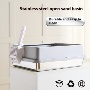Inodoro abierto a prueba de fugas para gatos, caja de arena de acero inoxidable transfronteriza con espacio interior de 20L para Amazon, nuevo producto de plástico para gatitos - Product Image 5