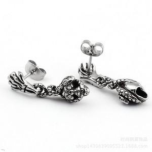 Pendientes de esqueleto yunique de acero de titanio para hombre, joyería rock, pendientes de moda - Product Image 2