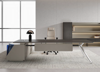 Bureau de direction en bois écologique de luxe léger avec rangement extensible, table de bureau moderne et minimaliste pour immeuble de bureaux