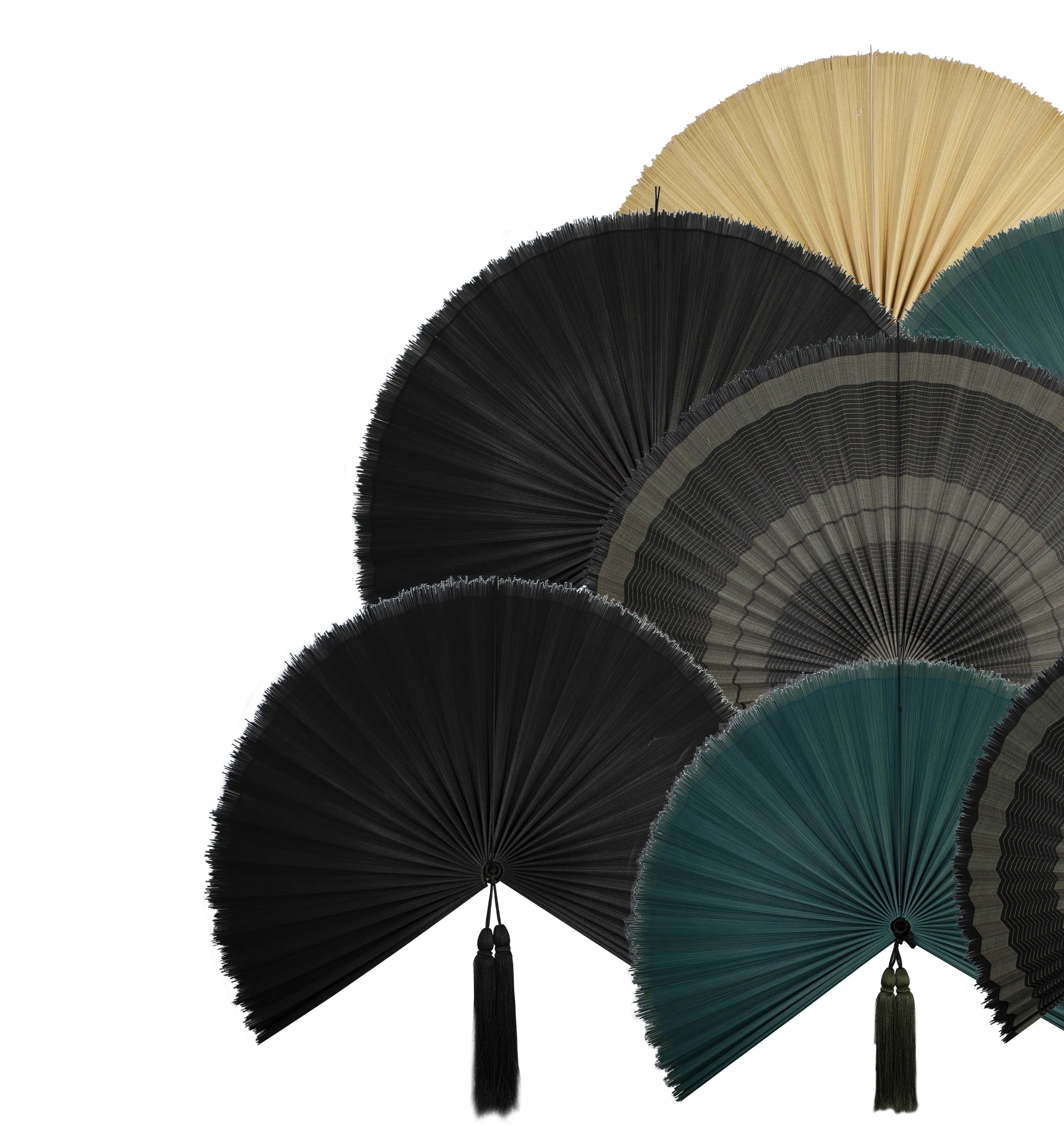 Large Big Size Portable Chinese Style Ripple Bamboo Folding Hand Fans With Landscape Painting