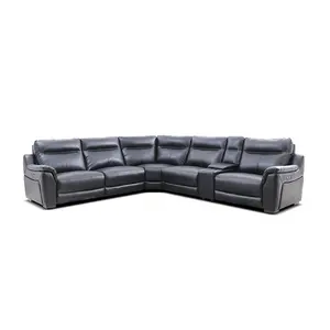 Manbu sofá de sala de estar estilo americano, sofá de couro genuíno revestido