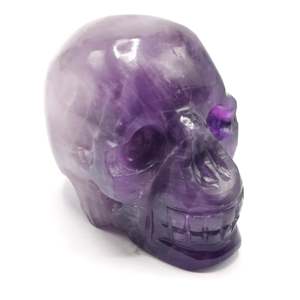 Calavera tallada a mano en piedra de amatista natural - reiki/chakra/curación - artesanía de cristal - peso 165 g (0.36 lb) y 2 pulgadas - Product Image 1