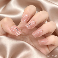 Ongles à presser rose nude avec paillettes et nœud, ongles carrés courts réutilisables en acrylique, lot de 24 pièces pour salon