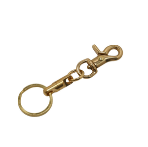 Porte-clés en laiton original, style japonais, avec boucle fer à cheval, mousqueton pivotant, anneau <span class=keywords><strong>pour</strong></span> clés de voiture, fermoir mousqueton, accessoires de bricolage - Product Image 2
