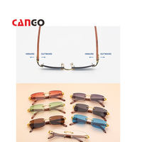 Lunettes de soleil rectangulaires de luxe rétro pour femmes, monture en bois véritable et sans monture, lunettes de soleil confortables et élégantes pour femmes