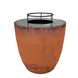 Nouvelle innovation : Barbecue <span class=keywords><strong>en</strong></span> forme <span class=keywords><strong>d</strong></span>'œuf pour jardin, facile à assembler, <span class=keywords><strong>en</strong></span> <span class=keywords><strong>acier</strong></span> Corten couleur rouille, foyer et <span class=keywords><strong>plancha</strong></span> - Product Image 1
